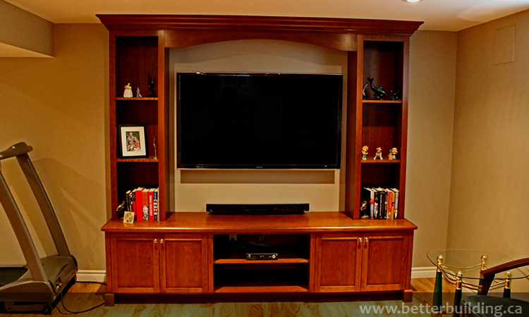 Cherry Media Center with Towers and Cherry Crown Moulding